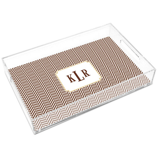 Chocolate Herringbone Lucite Trays